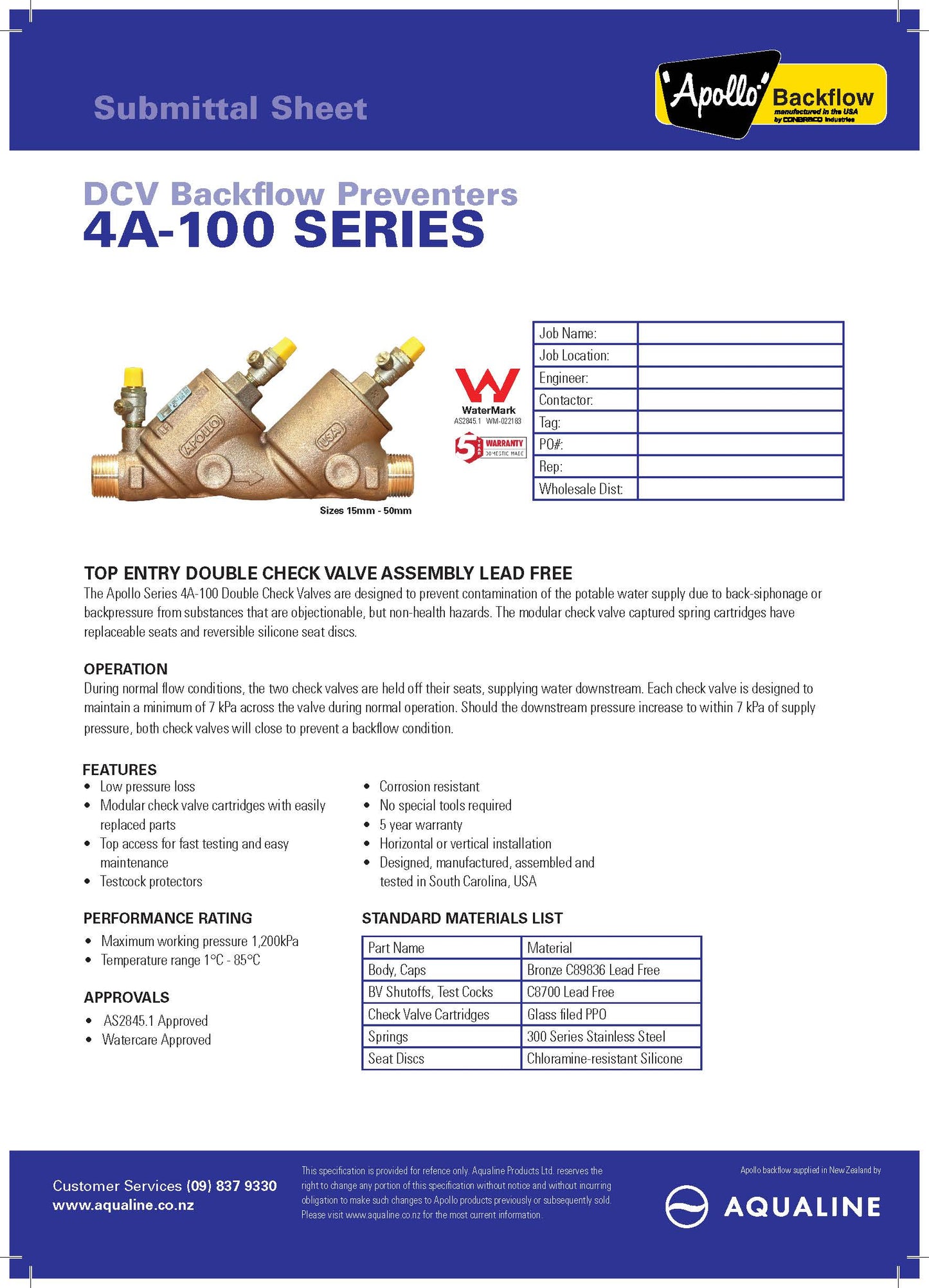 4A Double Check Valve Backflow Preventer complete With Ball Valve & Strainer