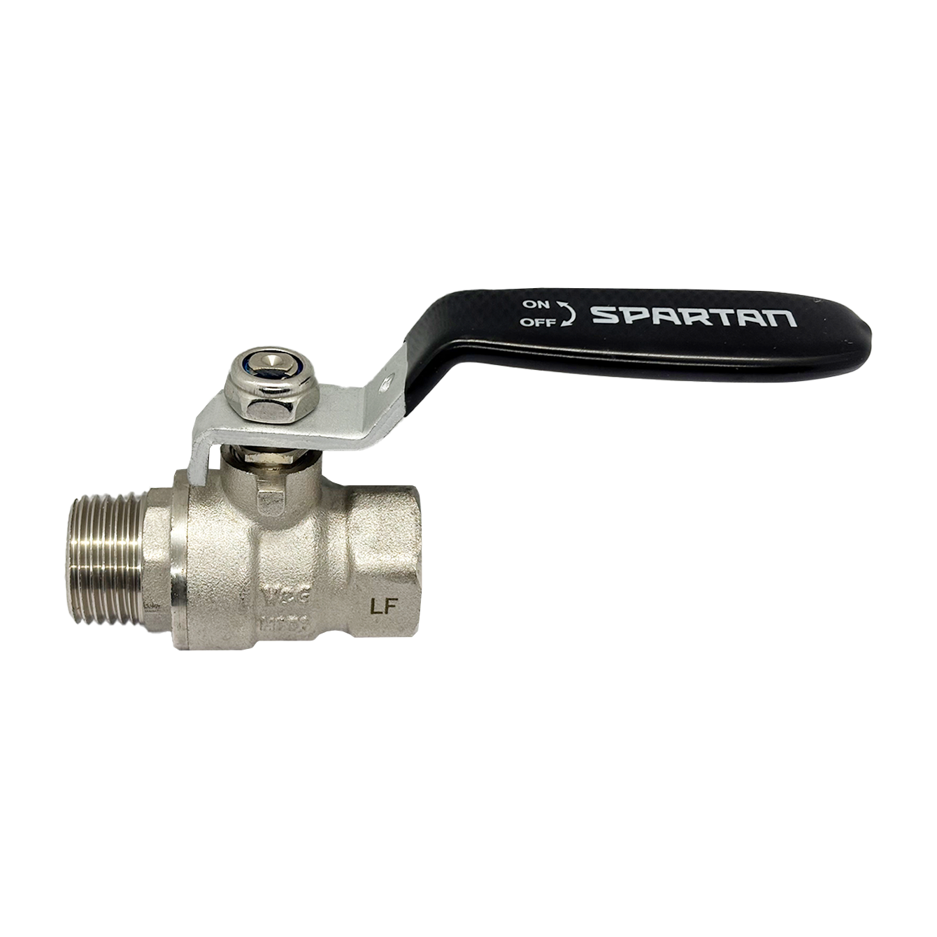 Ball Valve Water Long Lever - Male/Female (Black Handle)