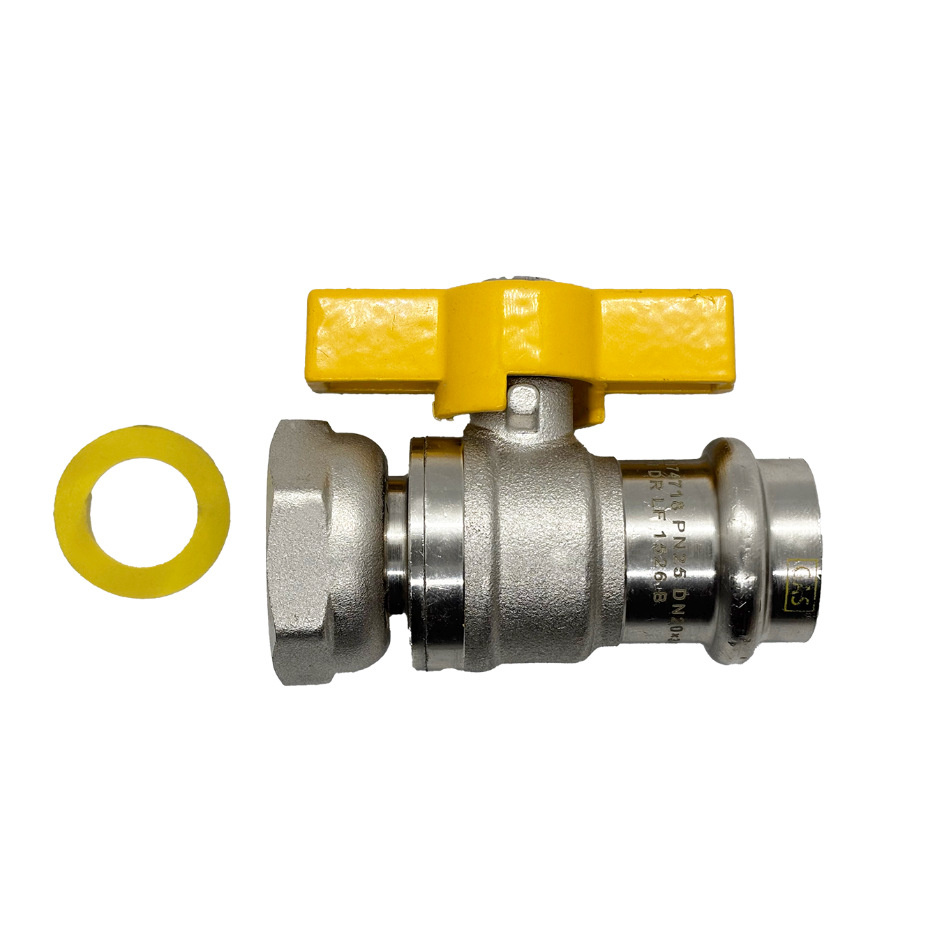 Ball Valve Gas 20mm TH NZCP/SWIVEL (YELLOW HANDLE)