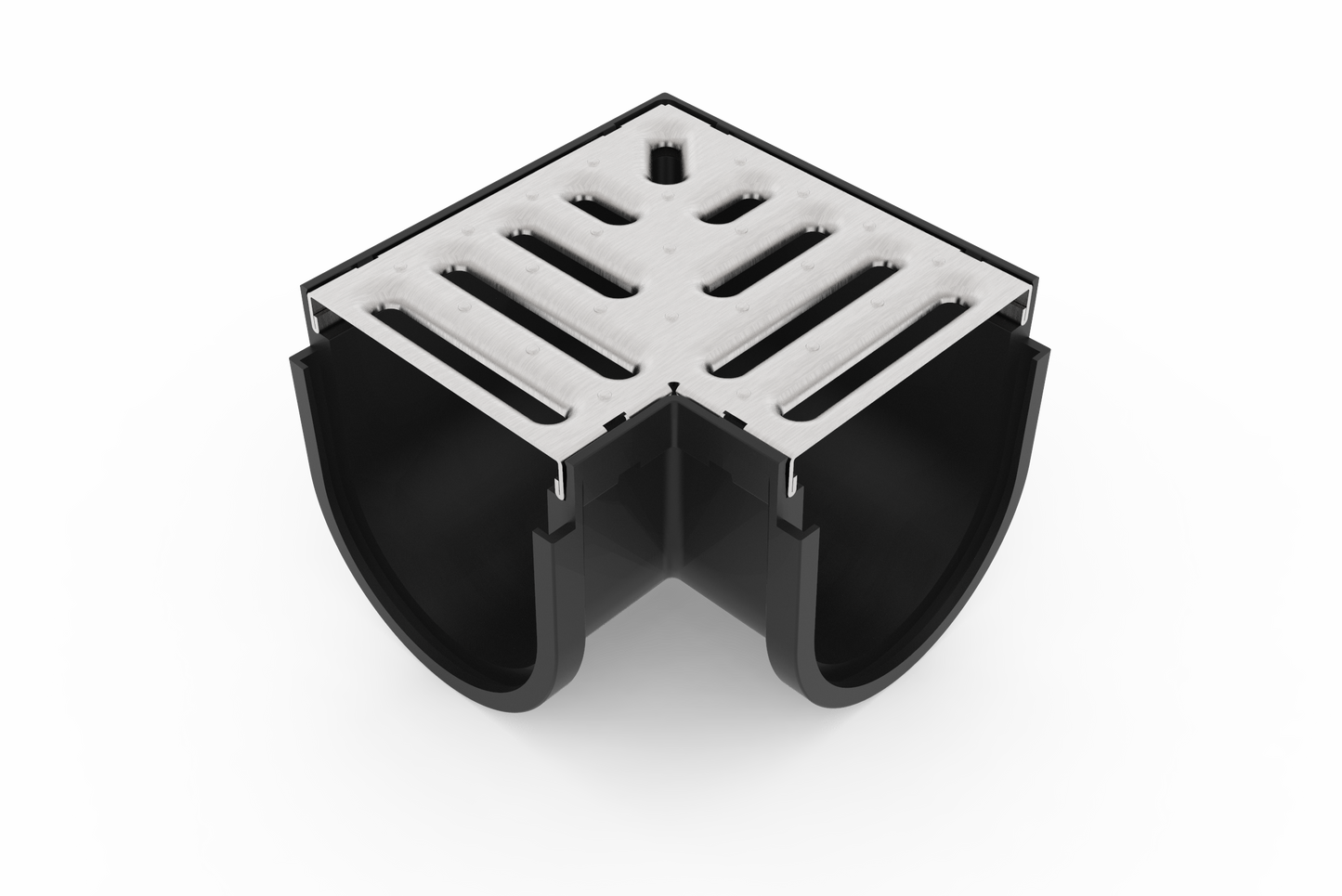 Storm Drain - Corner C/W Stainless Steel Grate 170mm x 170mm x 129mm