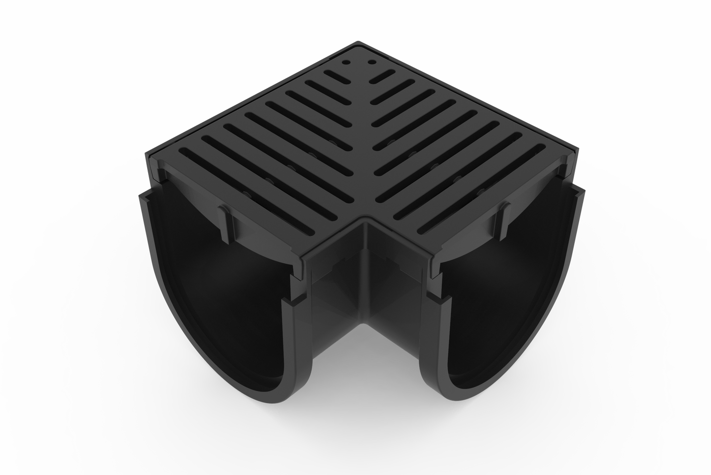 Storm Drain - Corner C/W Black Heelguard Grate 170mm x 170mm x 129mm