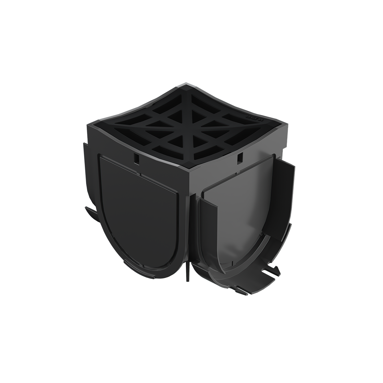 Storm Drain 4 Way Connector with Black Plastic Grate